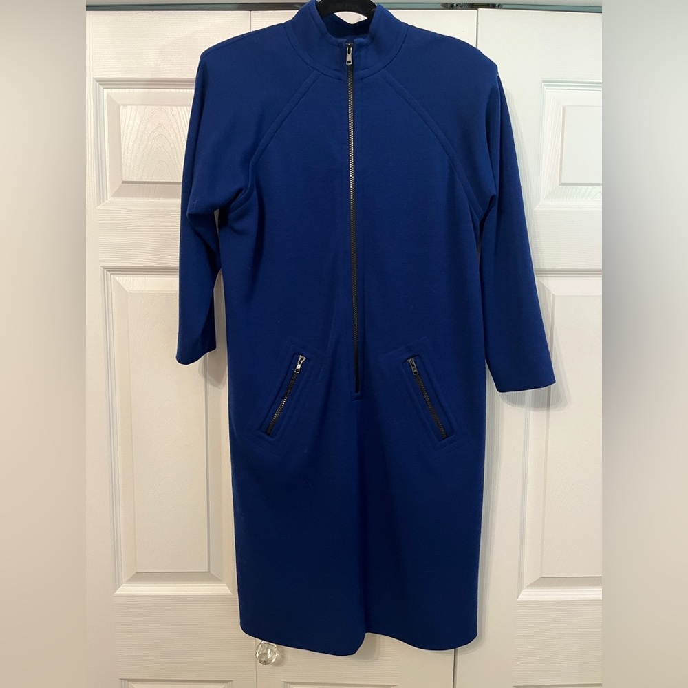 YSL Yves Saint Laurent Vintage Dress Jumper Royal Blue Made in France  Sz S-M